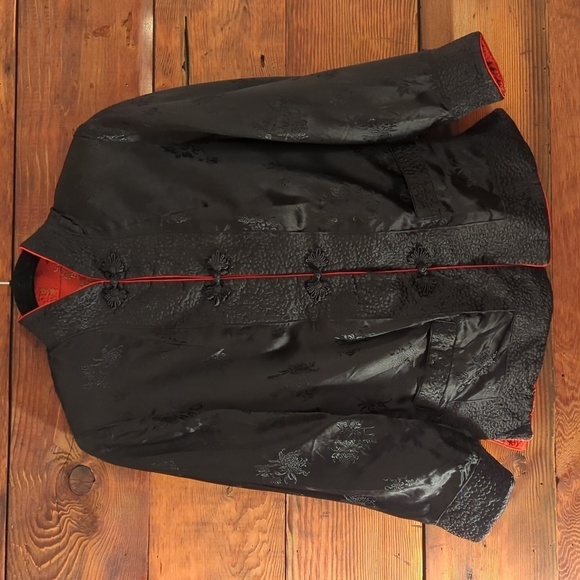 Solz Squirrel | Vintage 100% Silk Embroidered Reversible Mandarin Coat Size S - Picture 8 of 11